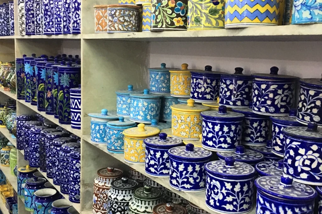 blue pottery shop in the city